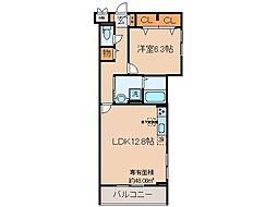 京都地下鉄東西線 椥辻駅 徒歩6分の賃貸アパート 1階1LDKの間取り