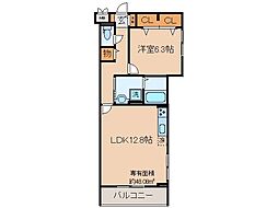 京都地下鉄東西線 椥辻駅 徒歩6分の賃貸アパート 2階1LDKの間取り