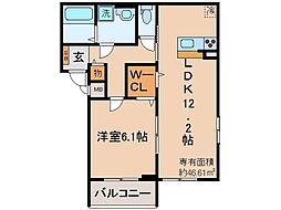 京都地下鉄東西線 椥辻駅 徒歩6分の賃貸アパート 2階1LDKの間取り