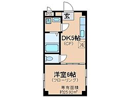 京阪本線 丹波橋駅 徒歩9分の賃貸マンション 1階1DKの間取り