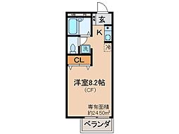 近鉄京都線 向島駅 徒歩10分の賃貸アパート 2階ワンルームの間取り