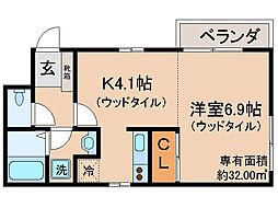 京都地下鉄東西線 椥辻駅 徒歩7分の賃貸マンション 4階1DKの間取り