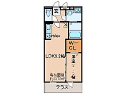 京都地下鉄東西線 醍醐駅 徒歩5分の賃貸アパート 1階1LDKの間取り