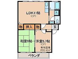 京都地下鉄東西線 醍醐駅 徒歩8分の賃貸アパート 1階2LDKの間取り