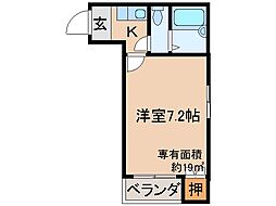 京阪本線 丹波橋駅 徒歩5分の賃貸マンション 2階1Kの間取り