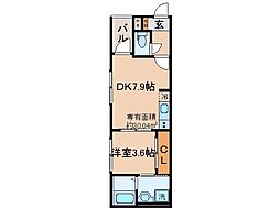 京都地下鉄東西線 醍醐駅 徒歩6分の賃貸アパート 2階1DKの間取り