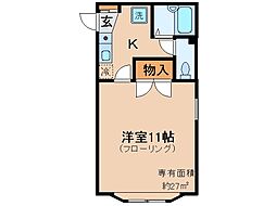 京都地下鉄東西線 椥辻駅 徒歩4分の賃貸マンション 2階1Kの間取り