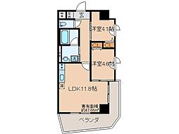 京都地下鉄東西線 椥辻駅 徒歩6分の賃貸マンション 6階2LDKの間取り