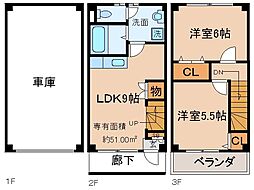 京阪宇治線 黄檗駅 徒歩7分の賃貸マンション 1階2LDKの間取り
