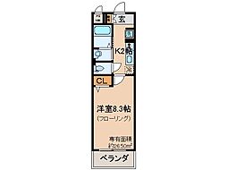 京阪宇治線 黄檗駅 徒歩4分の賃貸マンション 5階1Kの間取り