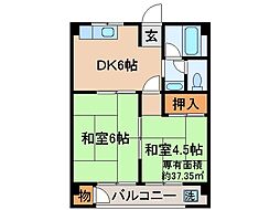京都地下鉄東西線 椥辻駅 徒歩11分の賃貸マンション 3階2DKの間取り