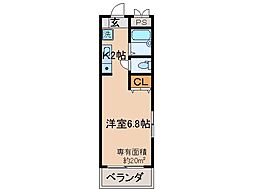 セゾン桃山 1Kの間取図画像