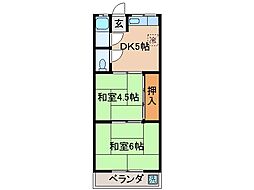 コーポウエダ 2DKの間取図画像