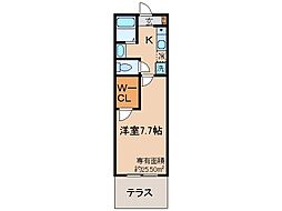 京都地下鉄東西線 山科駅 徒歩7分の賃貸アパート 1階1Kの間取り