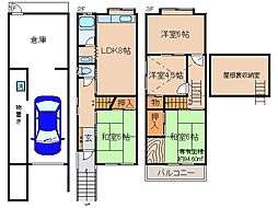 JR奈良線 木幡駅 徒歩6分の賃貸一戸建て 1階4LDKの間取り