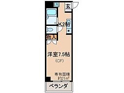 京阪本線 伏見桃山駅 徒歩5分の賃貸マンション 2階1Kの間取り