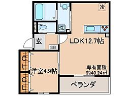 京阪本線 丹波橋駅 徒歩15分の賃貸アパート 2階1LDKの間取り