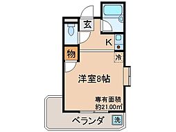 近鉄京都線 伏見駅 徒歩4分の賃貸マンション 3階1Kの間取り