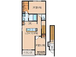 京阪本線 淀駅 徒歩35分の賃貸アパート 2階2LDKの間取り