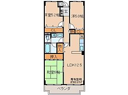 京阪宇治線 木幡駅 徒歩7分の賃貸マンション 2階3LDKの間取り