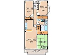 京阪宇治線 木幡駅 徒歩7分の賃貸マンション 4階3LDKの間取り