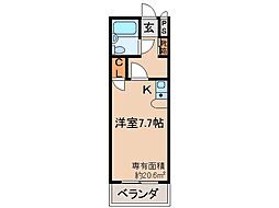 京阪宇治線 黄檗駅 徒歩10分の賃貸マンション 4階ワンルームの間取り