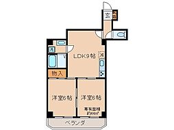 京阪宇治線 桃山南口駅 徒歩8分の賃貸マンション 3階2LDKの間取り