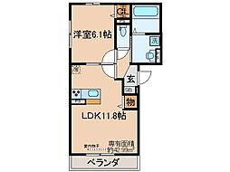 JR奈良線 木幡駅 徒歩5分の賃貸アパート 3階1LDKの間取り