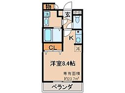 京阪本線 丹波橋駅 徒歩12分の賃貸マンション 3階ワンルームの間取り