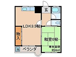 京都地下鉄東西線 東野駅 徒歩15分の賃貸マンション 3階1LDKの間取り