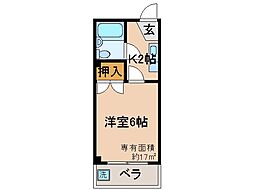 京阪宇治線 観月橋駅 徒歩8分の賃貸マンション 1階1Kの間取り