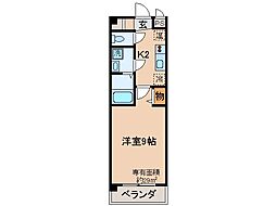 京阪本線 伏見桃山駅 徒歩1分の賃貸マンション 2階1Kの間取り