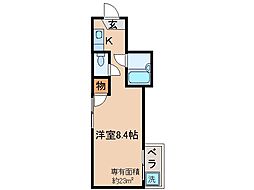 京阪本線 墨染駅 徒歩6分の賃貸マンション 2階1Kの間取り