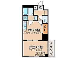 京都地下鉄東西線 椥辻駅 徒歩5分の賃貸マンション 4階1DKの間取り