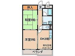 京阪本線 中書島駅 バス10分 国道大手筋下車 徒歩5分の賃貸マンション 3階2DKの間取り