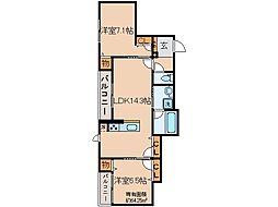 JR奈良線 JR藤森駅 徒歩11分の賃貸マンション 1階2LDKの間取り
