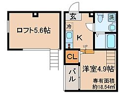 京阪宇治線 観月橋駅 徒歩4分の賃貸アパート 1階1Kの間取り