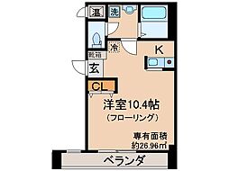 京都地下鉄東西線 醍醐駅 徒歩13分の賃貸マンション 2階ワンルームの間取り