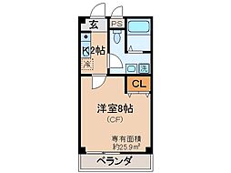 JR奈良線 木幡駅 徒歩6分の賃貸マンション 3階1Kの間取り