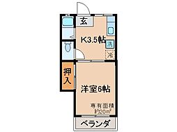 京阪本線 伏見桃山駅 徒歩10分の賃貸アパート 2階1Kの間取り