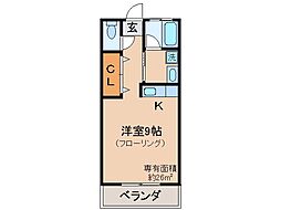 近鉄京都線 向島駅 徒歩10分の賃貸マンション 2階ワンルームの間取り