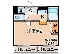 京都地下鉄東西線 東野駅 徒歩11分の賃貸マンション 1階1Kの間取り