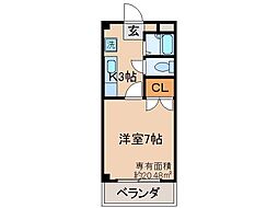 近鉄京都線 伏見駅 徒歩9分の賃貸マンション 3階1Kの間取り