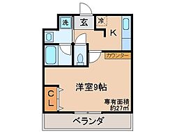 JR東海道・山陽本線 山科駅 徒歩6分の賃貸マンション 4階1Kの間取り