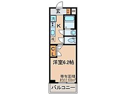 JR東海道・山陽本線 山科駅 徒歩7分の賃貸マンション 6階1Kの間取り
