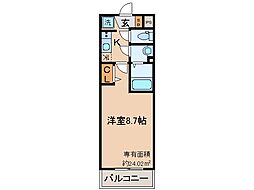 京都地下鉄東西線 山科駅 徒歩9分の賃貸マンション 4階1Kの間取り
