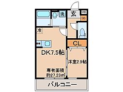 京都地下鉄東西線 椥辻駅 徒歩4分の賃貸アパート 1階1DKの間取り