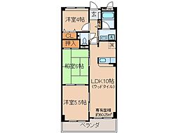 京都地下鉄東西線 六地蔵駅 徒歩6分の賃貸マンション 2階3LDKの間取り