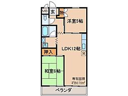 京阪本線 丹波橋駅 徒歩4分の賃貸マンション 1階2LDKの間取り