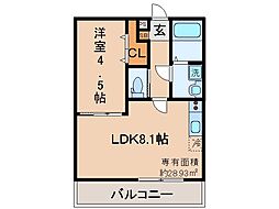 近鉄京都線 伏見駅 徒歩8分の賃貸アパート 2階1LDKの間取り
